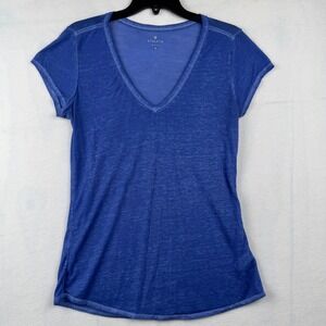 Athleta V Neck T-Shirt Womens‎ Size S Blue Short Sleeve Casual Top
